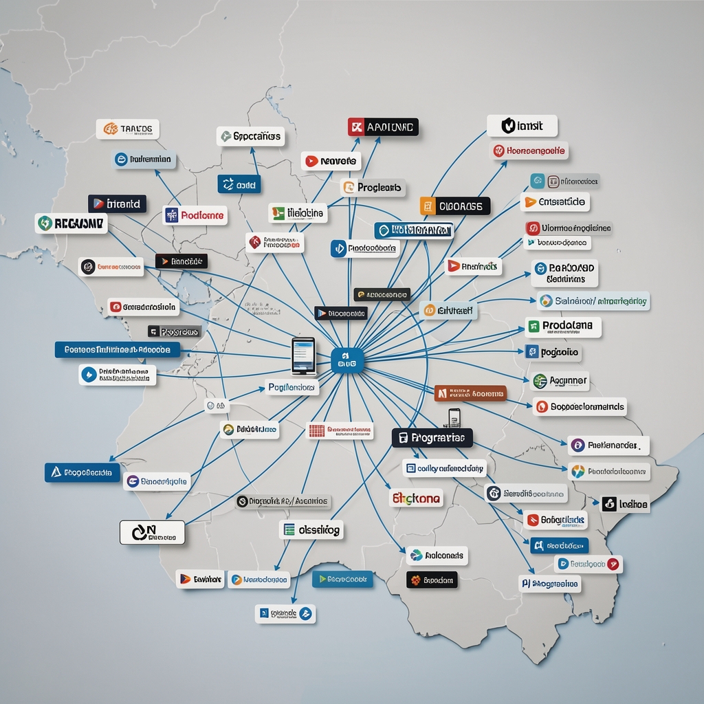 Infografía detallada con mapa del ecosistema de podcasts financieros en Argentina mostrando relaciones entre programas, audiencias y plataformas