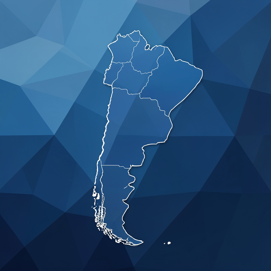 Portada del podcast Coyuntura AR con diseño geométrico en tonos azules y el mapa estilizado de Argentina