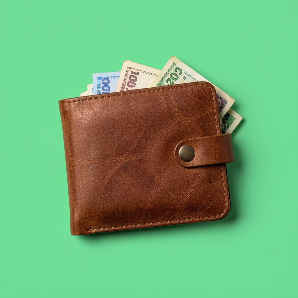 Portada del podcast Billetera Viva con ilustración de cartera de cuero y billetes de pesos argentinos sobre fondo verde menta